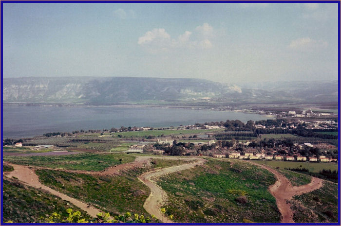 From the southern end of the Sea of Galilee the Jordan River flows south to the Dead Sea